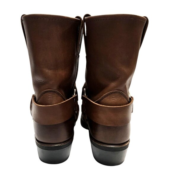 FRYE 8R Harness Short Boot Brown Oiled Leather Western Cowgirl Moto Engineer - Picture 6 of 10